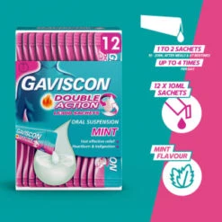 Gaviscon Double Action Liquid Sachets 12pk 12 Gaviscon Double Action Liquid Sachets 12pk -BM Skincare Store 345488 gaviscon 12 x 10ml double action 10ml liquid sachets 3