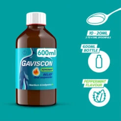 Gaviscon Original Peppermint 600ml -BM Skincare Store 358985 gavison liquid peppermint 600ml 3