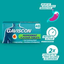 Gaviscon Chewable Tablets 48pk - Peppermint -BM Skincare Store 379273 gaviscon 48 chewable tablets peppermint 2