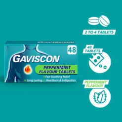 Gaviscon Chewable Tablets 48pk - Peppermint -BM Skincare Store 379273 gaviscon 48 chewable tablets peppermint 3